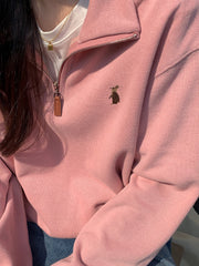 Fold Wear Half Zipper Lapel Embroidered Y2k Hoodie For Women