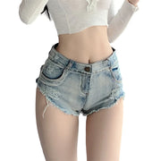 Short Femme  Women's SKINNY Broken Hole Jean Shorts