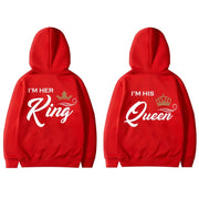 Fashion King & Queen Couple Hoodies Long Sleeve Pullover Couples Matching Outfits