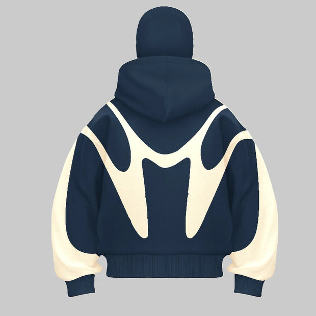 2024 autumn and winter new spliced contrasting hip-hop hoodie