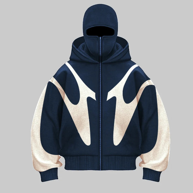 2024 autumn and winter new spliced contrasting hip-hop hoodie